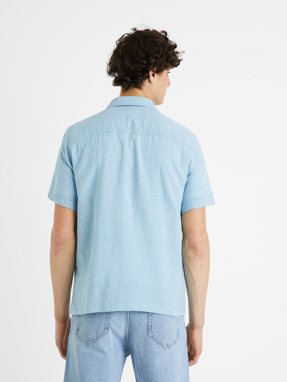 Celio Svetlomodra moška lanena srajca Celio Fatext
