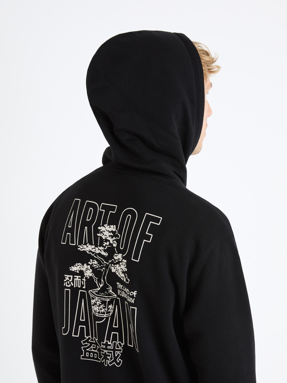 Celio Črna moška jopa s kapuco Celio Fejabowl