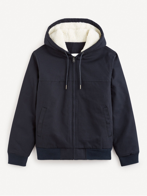 Celio Temno modra moška jakna iz umetnega krzna Celio Fuhoodie