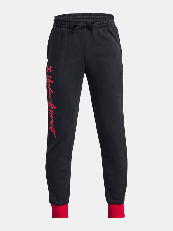 Under Armour Deške spodnji del trenirke Under Armour UA Rival Fleece Script Jgrs-BLK