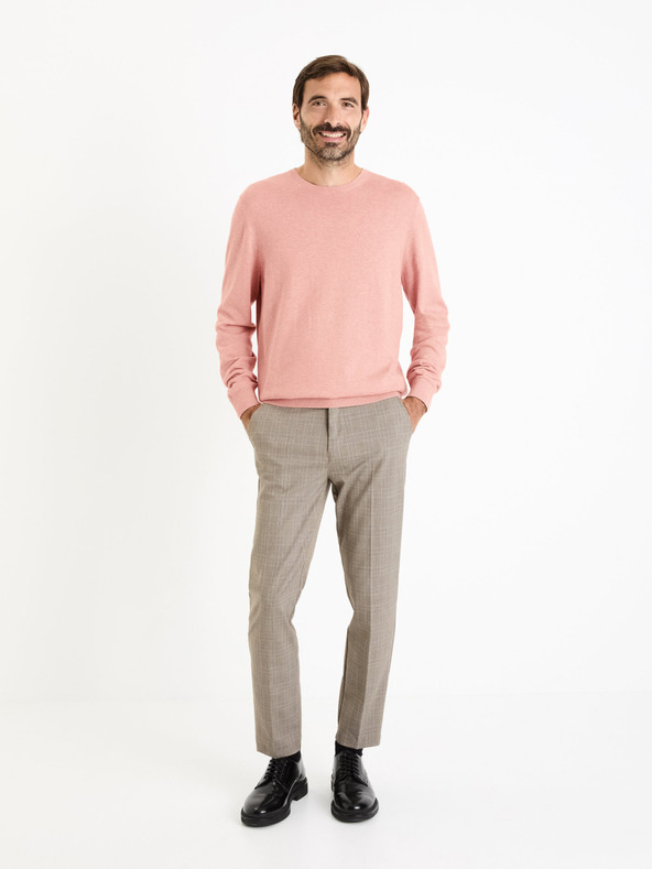 Celio Bež moške kariraste hlače Celio Fowinter