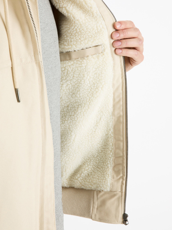 Celio Kremasta moška jakna iz umetnega krzna Celio Fuhoodie