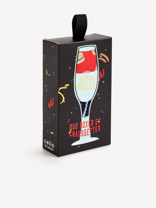 Celio Komplet boksaric in nogavic v rdeči in modri barvi Celio