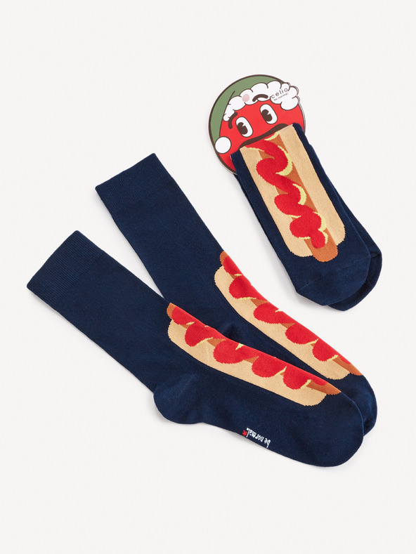Celio Temno modre moške nogavice Celio Hot Dog z vzorcem