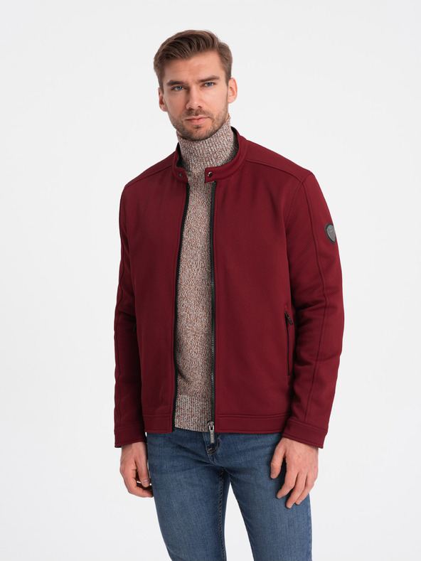 Ombre Clothing Moška bordo lahka jakna Ombre Clothing BIKER