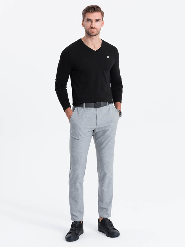 Ombre Clothing Črna moška majica z v-izrezom Ombre Clothing