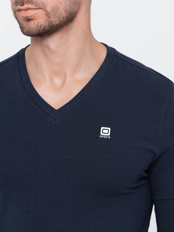 Ombre Clothing Temno modra moška majica z v-izrezom Ombre Clothing