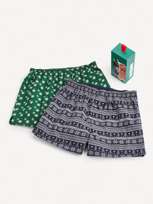 Celio Komplet dvobarvnih moških božičnih hlač v darilnem paketu Celio