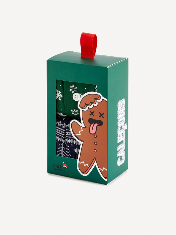 Celio Komplet dvobarvnih moških božičnih hlač v darilnem paketu Celio