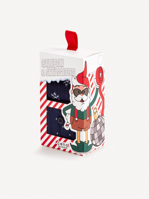 Celio Komplet temno modrih moških kratkih hlač in nogavic v darilnem paketu Celio