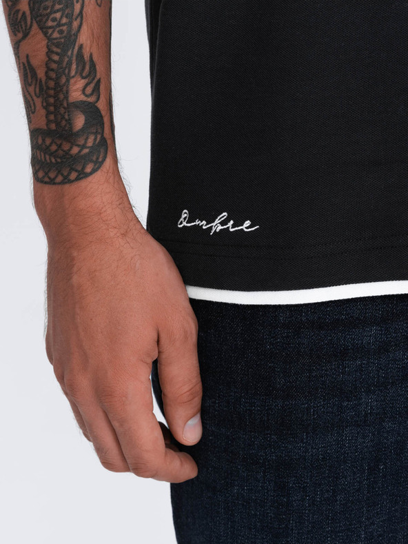 Ombre Clothing Črna moška polo majica Ombre oblačila