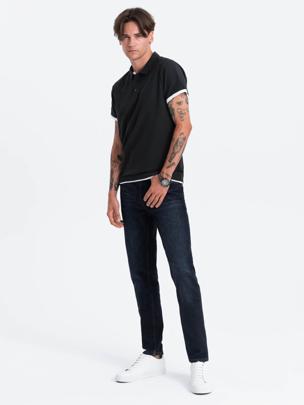 Ombre Clothing Črna moška polo majica Ombre oblačila