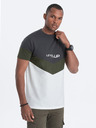 Ombre Clothing Sivo-bela moška majica z napisom Ombre Clothing