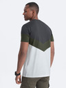 Ombre Clothing Sivo-bela moška majica z napisom Ombre Clothing