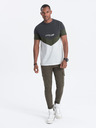 Ombre Clothing Sivo-bela moška majica z napisom Ombre Clothing
