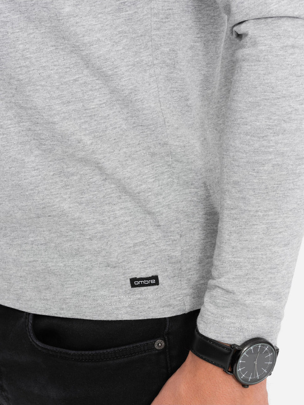 Ombre Clothing Siva moška majica z gumbi Ombre Clothing HENLEY