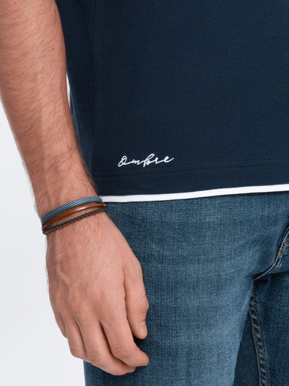 Ombre Clothing Temno modra moška polo majica Ombre Clothing