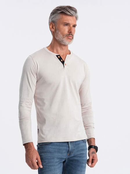 Ombre Clothing Svetlo siva moška majica z gumbom Ombre Clothing HENLEY
