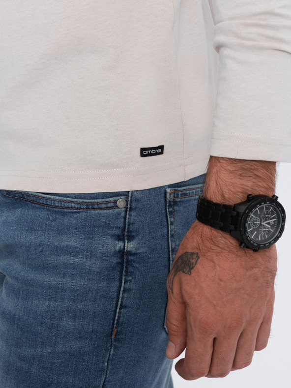 Ombre Clothing Svetlo siva moška majica z gumbom Ombre Clothing HENLEY