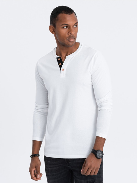 Ombre Clothing Bela moška srajca z gumbi Ombre Clothing HENLEY