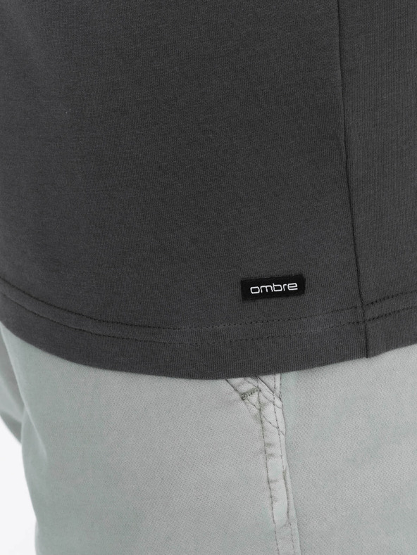 Ombre Clothing Temno siva moška majica z gumbom navzdol Ombre Clothing HENLEY