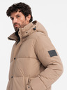 Ombre Clothing Moška prešita dolga jakna parka s snemljivo kapuco Ombre Clothing
