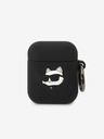 Karl Lagerfeld 3D logotip NFT Choupette Head Silikonsko ohišje za Airpods 1/2 črno Karl Lagerfeld
