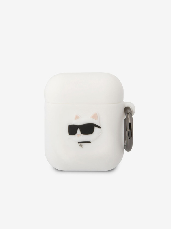 Karl Lagerfeld 3D logotip NFT Choupette Head Silikonsko ohišje za Airpods 1/2 White Karl Lagerfeld