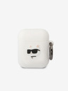 Karl Lagerfeld 3D logotip NFT Choupette Head Silikonsko ohišje za Airpods 1/2 White Karl Lagerfeld