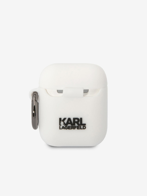 Karl Lagerfeld 3D logotip NFT Choupette Head Silikonsko ohišje za Airpods 1/2 White Karl Lagerfeld
