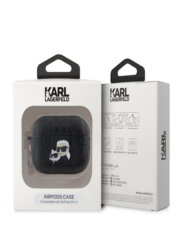 Karl Lagerfeld Karl Lagerfeld PU Embossed Karl and Choupette Heads Case za AirPods Pro 2 Black