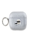 Karl Lagerfeld PU Embossed Karl and Choupette Head Case for AirPods Pro 2 Silver Karl Lagerfeld