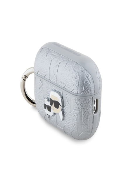 Karl Lagerfeld PU Embossed Karl and Choupette Head Case for AirPods Pro 2 Silver Karl Lagerfeld