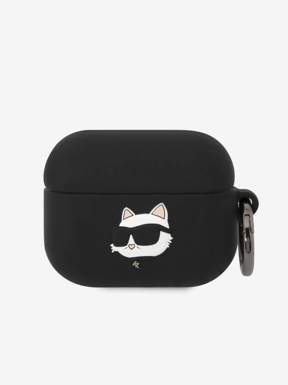 Karl Lagerfeld 3D logotip NFT Choupette Head Silikonski etui za Airpods Pro Black Karl Lagerfeld