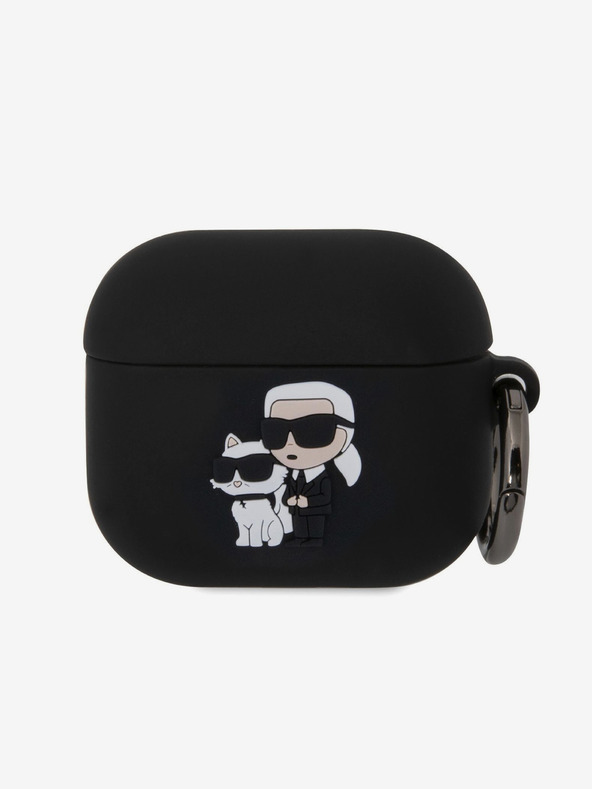 Karl Lagerfeld 3D logotip NFT Karl and Choupette Silikonski ovitek za AirPods 3 Black Karl Lagerfeld