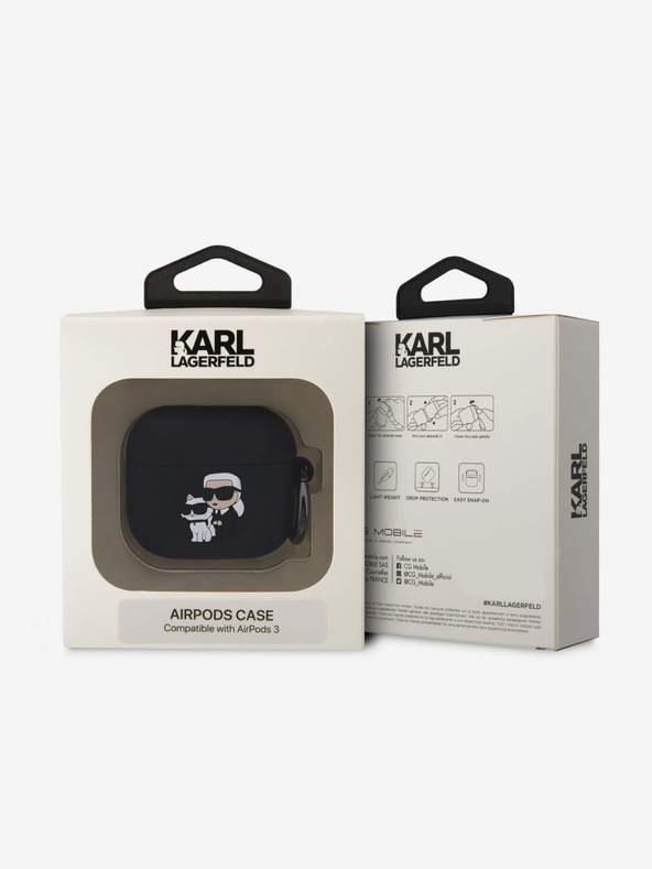 Karl Lagerfeld 3D logotip NFT Karl and Choupette Silikonski ovitek za AirPods 3 Black Karl Lagerfeld