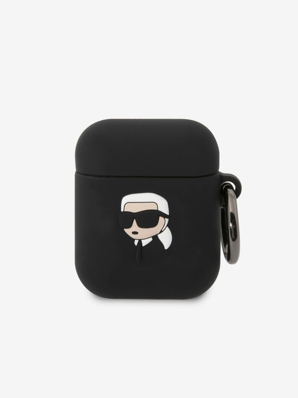 Karl Lagerfeld 3D logotip NFT Karl Head Silikonski ovitek za Airpods 1/2 Black Karl Lagerfeld