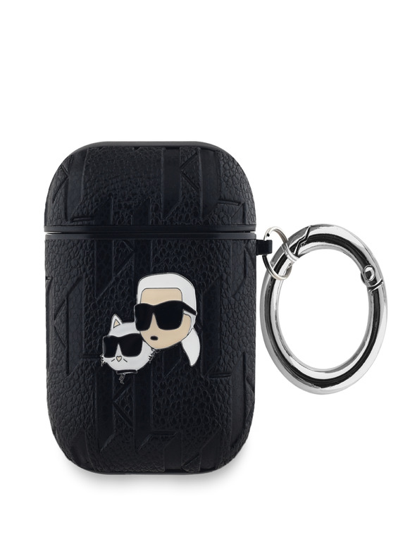 Karl Lagerfeld Karl Lagerfeld PU Relizejski etui z glavama Karla in Choupette za AirPods 1/2 Black