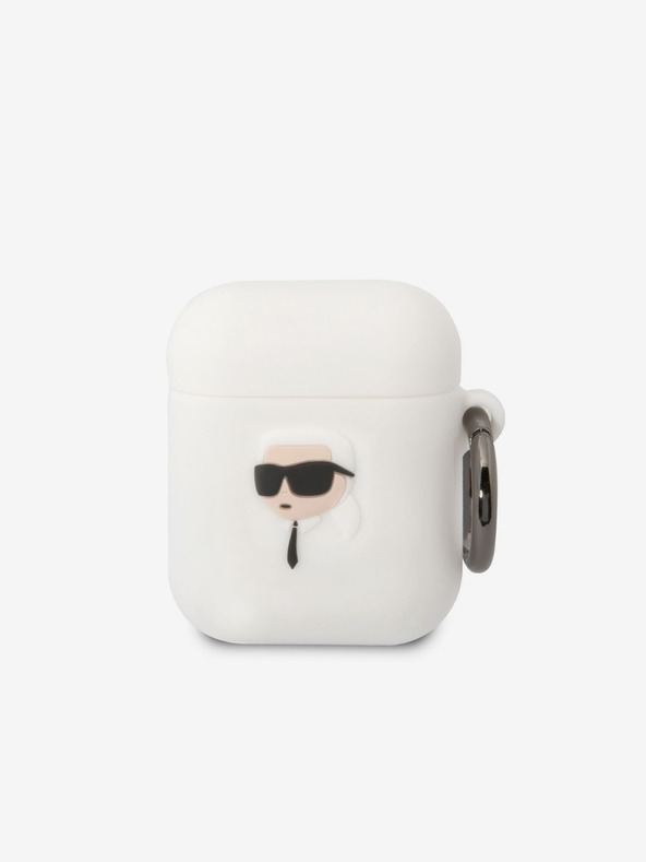 Karl Lagerfeld 3D logotip NFT Karl Head Silikonski ovitek za Airpods 1/2 White Karl Lagerfeld