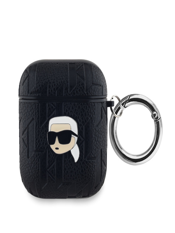 Karl Lagerfeld Karl Lagerfeld PU reliefni etui z glavo Karl za AirPods 1/2 črno