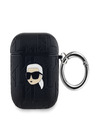Karl Lagerfeld Karl Lagerfeld PU reliefni etui z glavo Karl za AirPods 1/2 črno