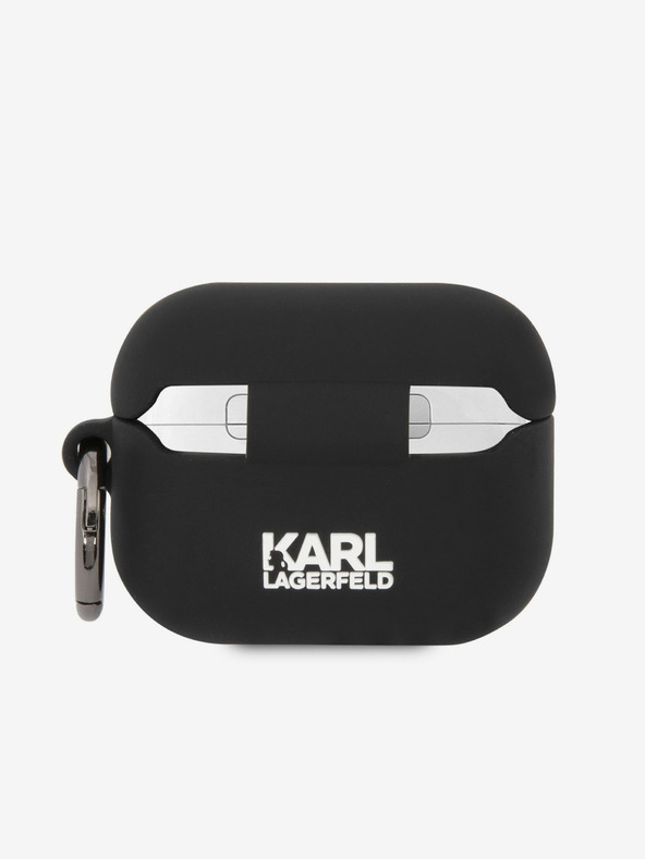 Karl Lagerfeld 3D logotip NFT Karl Head Silikonsko ohišje za Airpods Pro črno Karl Lagerfeld