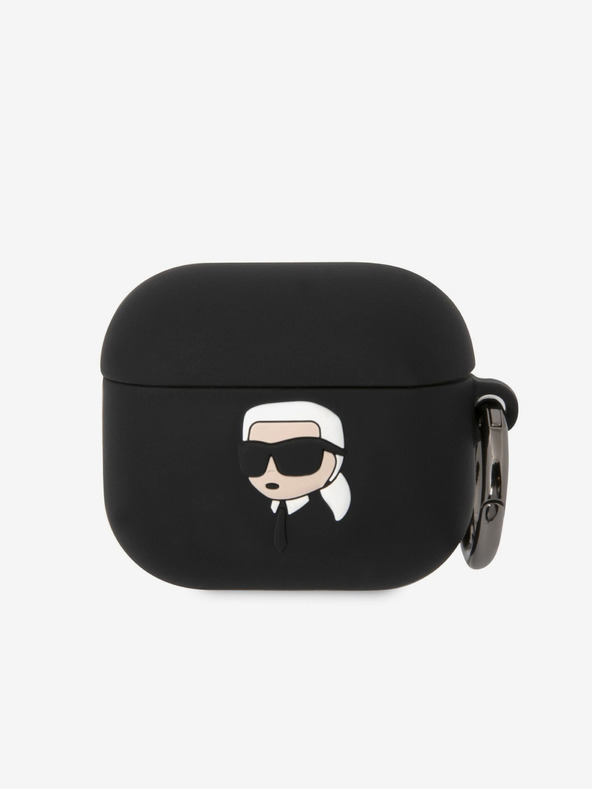 Karl Lagerfeld 3D logotip NFT Karl Head Silikonsko ohišje za Airpods 3 črno Karl Lagerfeld