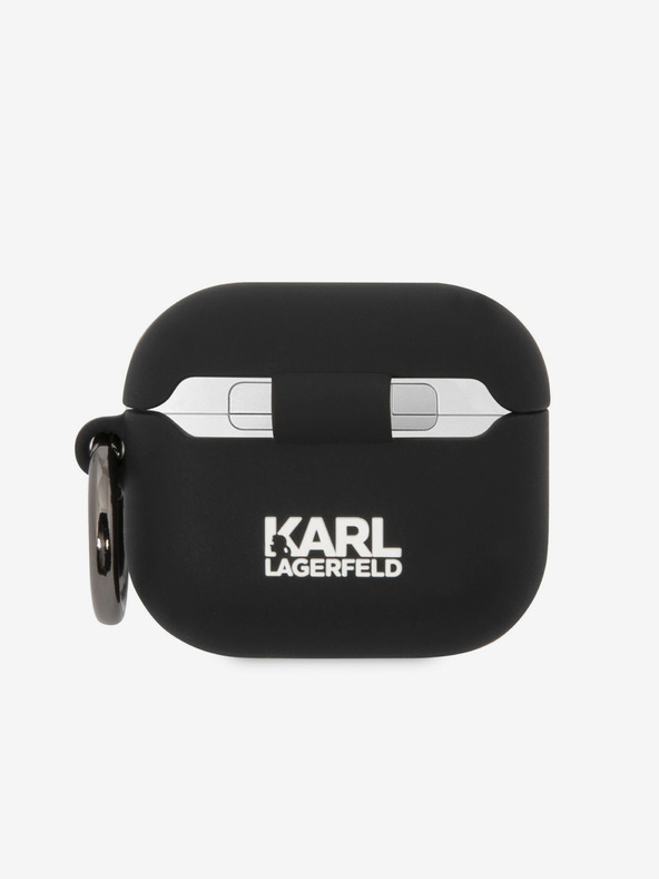 Karl Lagerfeld 3D logotip NFT Karl Head Silikonsko ohišje za Airpods 3 črno Karl Lagerfeld