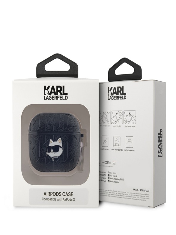 Karl Lagerfeld Karl Lagerfeld PU Embossed Choupette Head Case za AirPods 3 Black