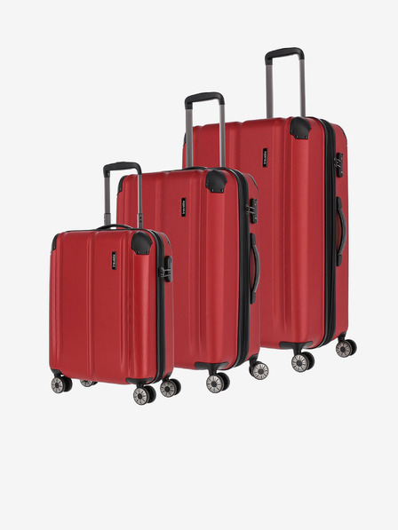 Travelite Komplet treh potovalnih kovčkov Travelite City 4w v rdeči barvi S,M,L