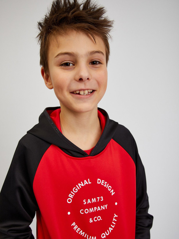 Sam 73 Črno-rdeča otroška majica s kapuco za male uporabnike SAM73 Draco