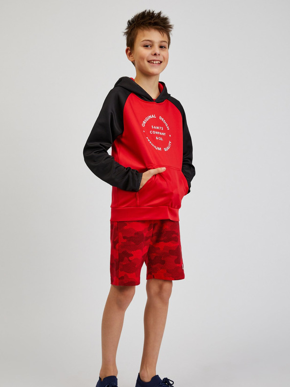 Sam 73 Črno-rdeča otroška majica s kapuco za male uporabnike SAM73 Draco