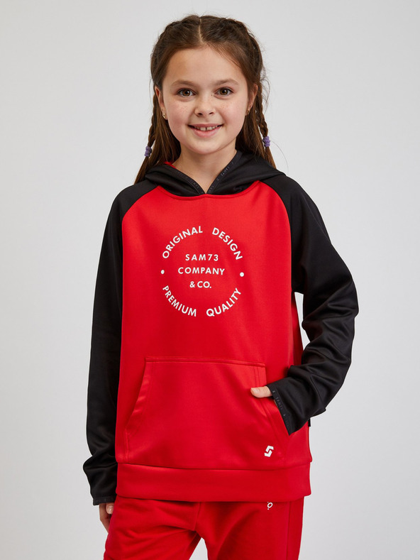 Sam 73 Črno-rdeča otroška majica s kapuco za male uporabnike SAM73 Draco