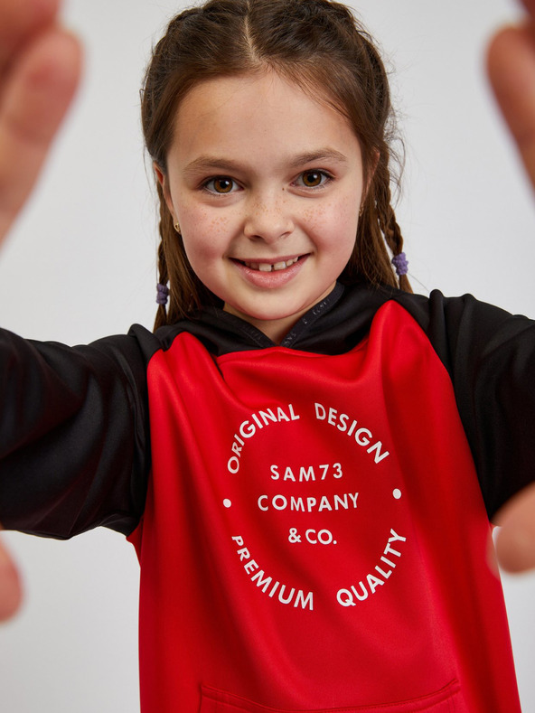 Sam 73 Črno-rdeča otroška majica s kapuco za male uporabnike SAM73 Draco